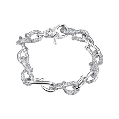 Moissanite Twisted Nail Link Bracelet - 10mm