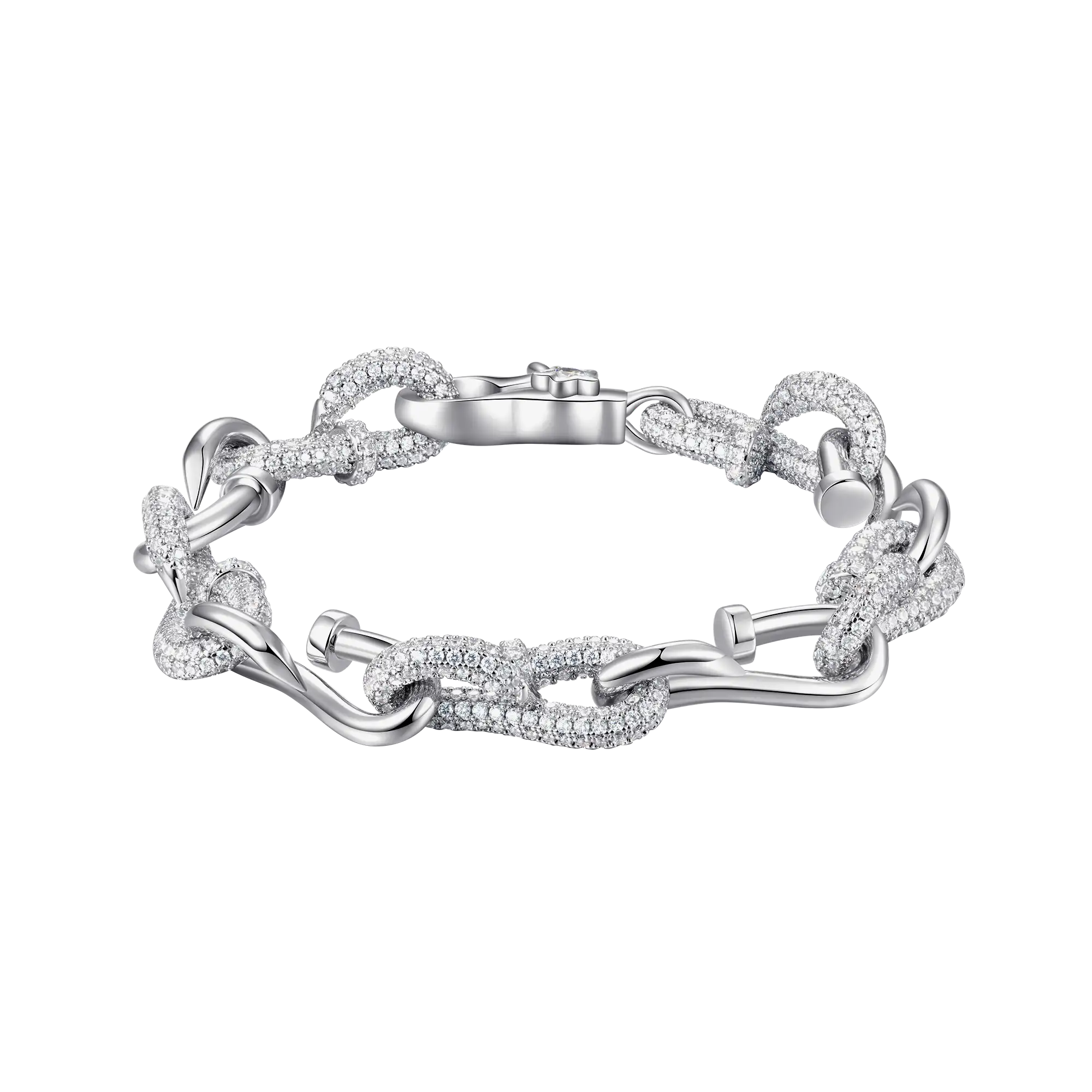 Moissanite Twisted Nail Link Bracelet - 10mm