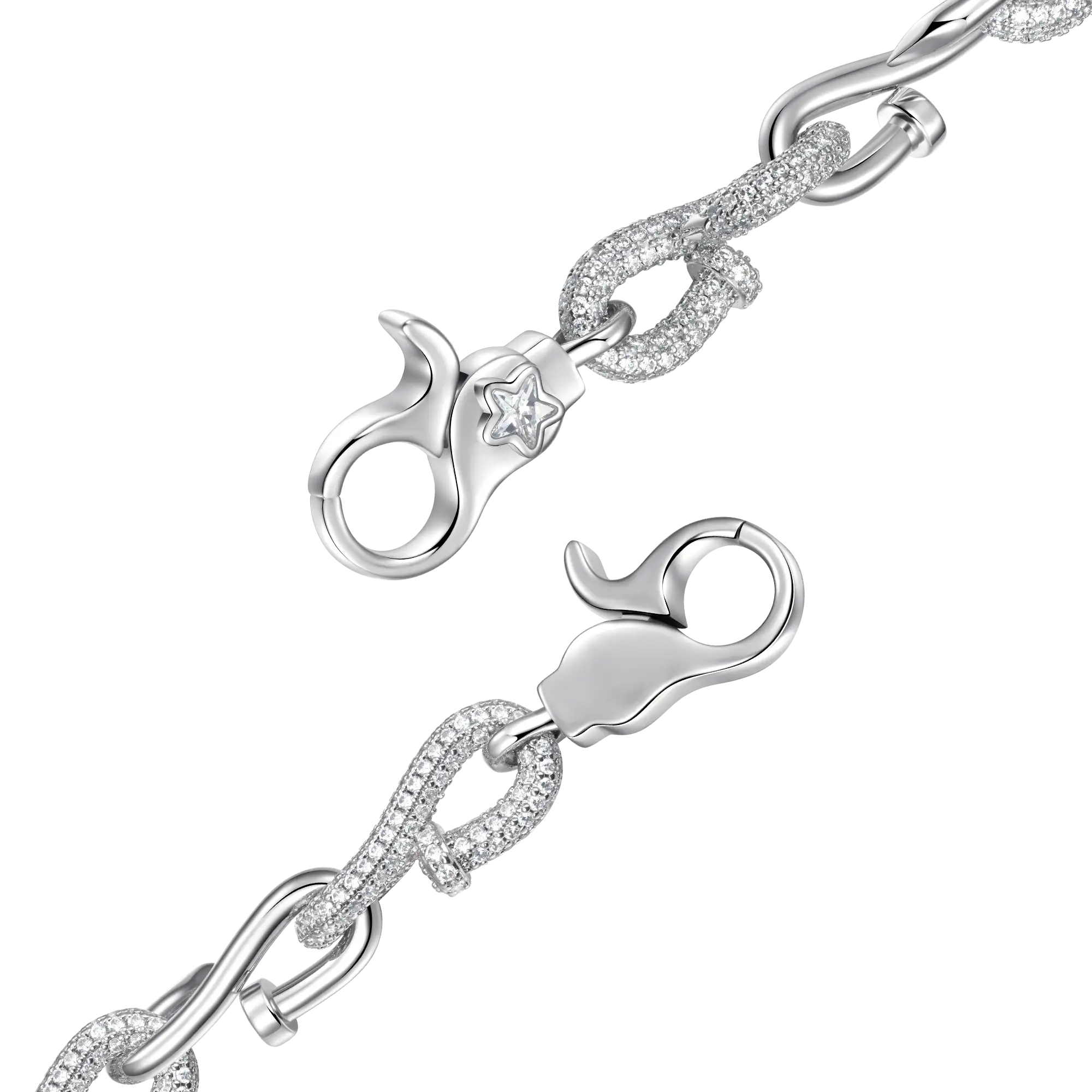 Moissanite Twisted Nail Link Bracelet - 10mm