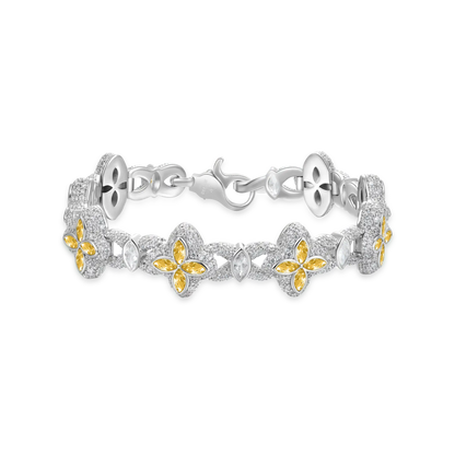 Iced Luminous Clover Bracelet - Yellow Diamond