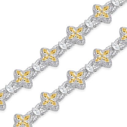 Iced Luminous Clover Bracelet - Yellow Diamond