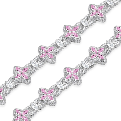 Iced Luminous Clover Bracelet - Pink Diamond