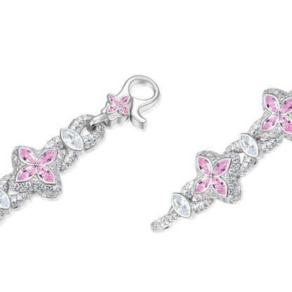 Iced Luminous Clover Bracelet - Pink Diamond