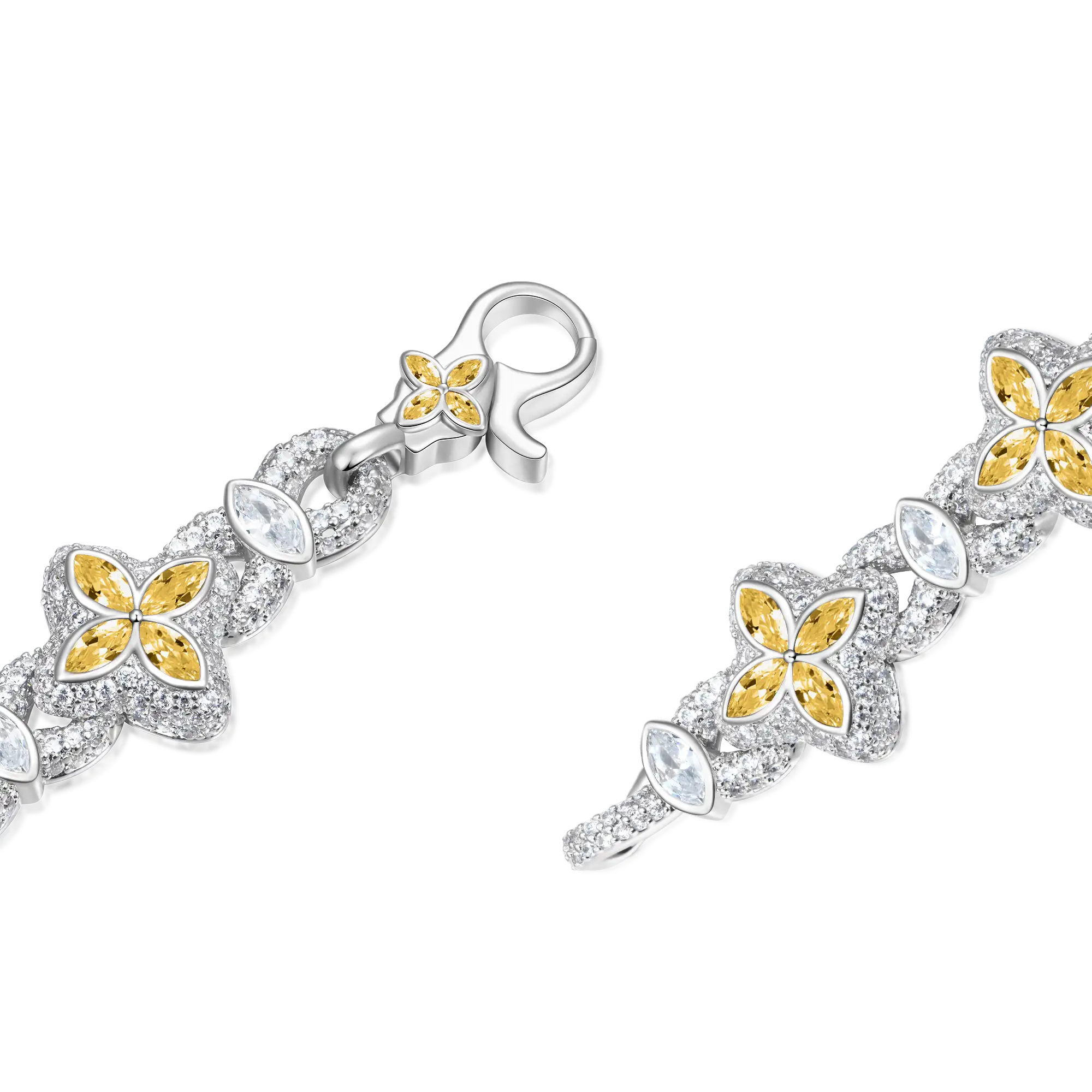 Iced Luminous Clover Bracelet - Yellow Diamond