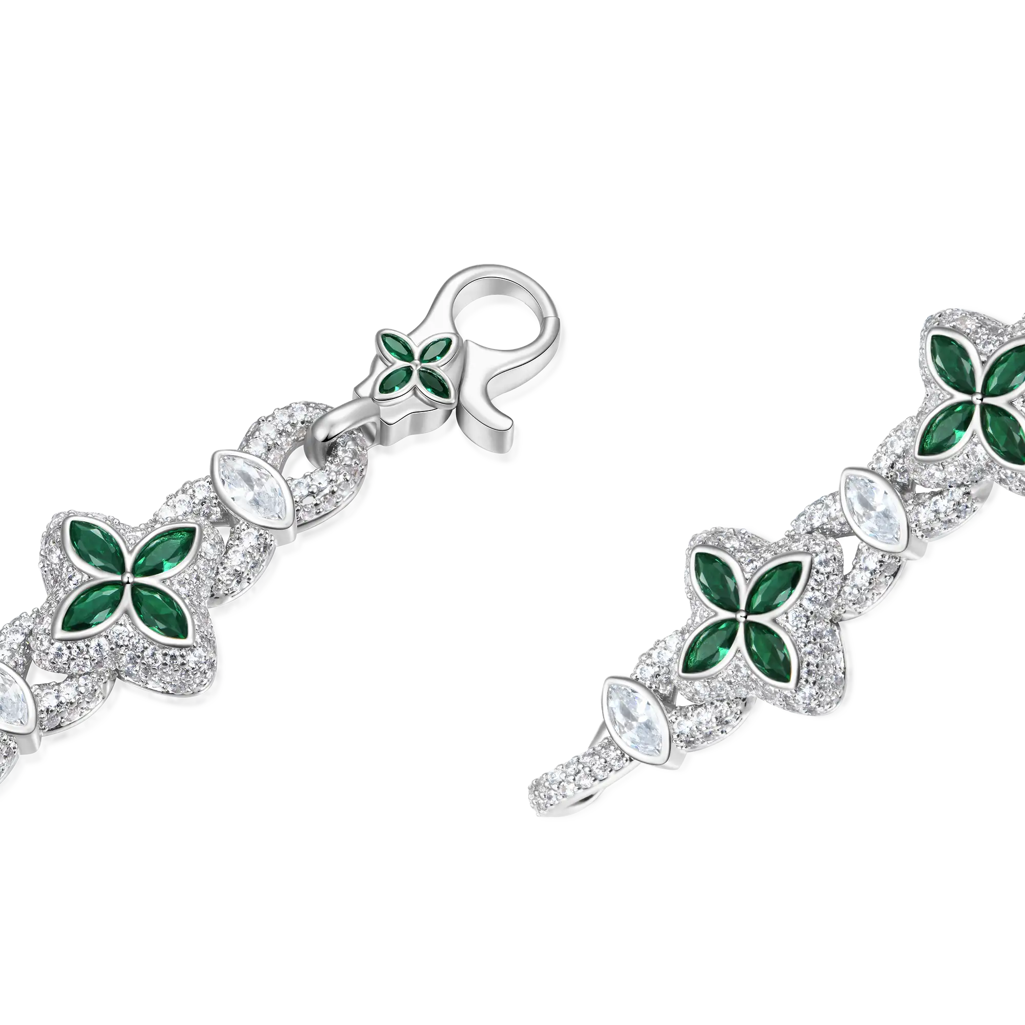 Tennis Chain & Clover Bracelet Earrings Set