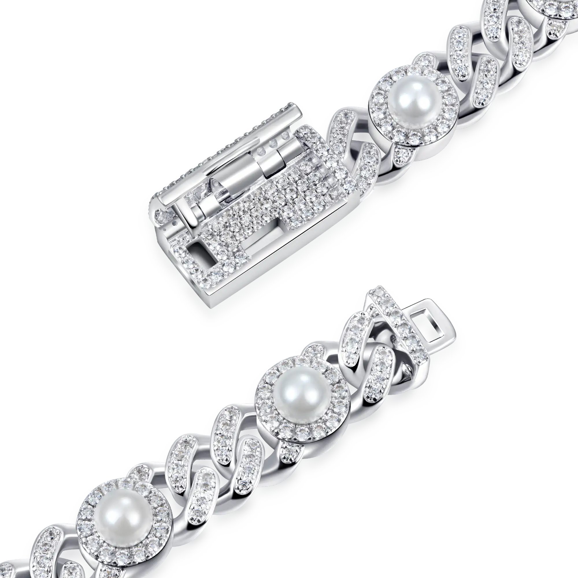 Pearl Iced Cuban Bracelet - 8mm