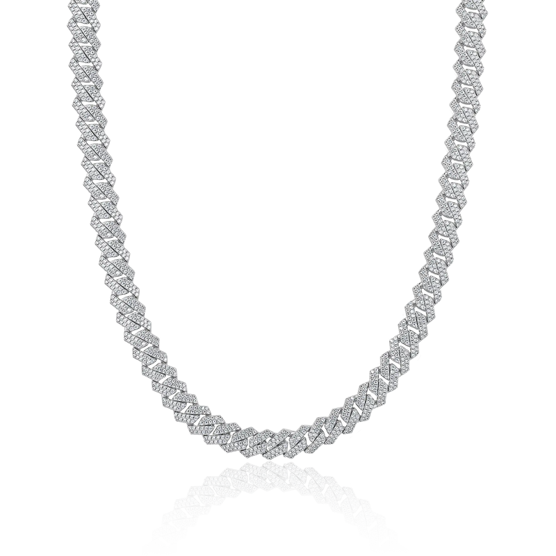 Moissanite Prong Cuban Chain - 925 Silver for Men & Women - APORRO