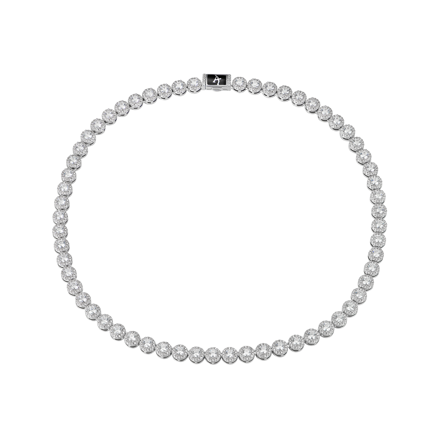 Moissanite Round Cut Clustered Tennis Chain - 7mm