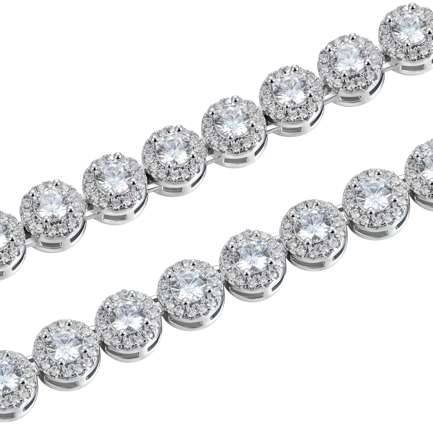 Moissanite Round Cut Clustered Tennis Chain - 7mm