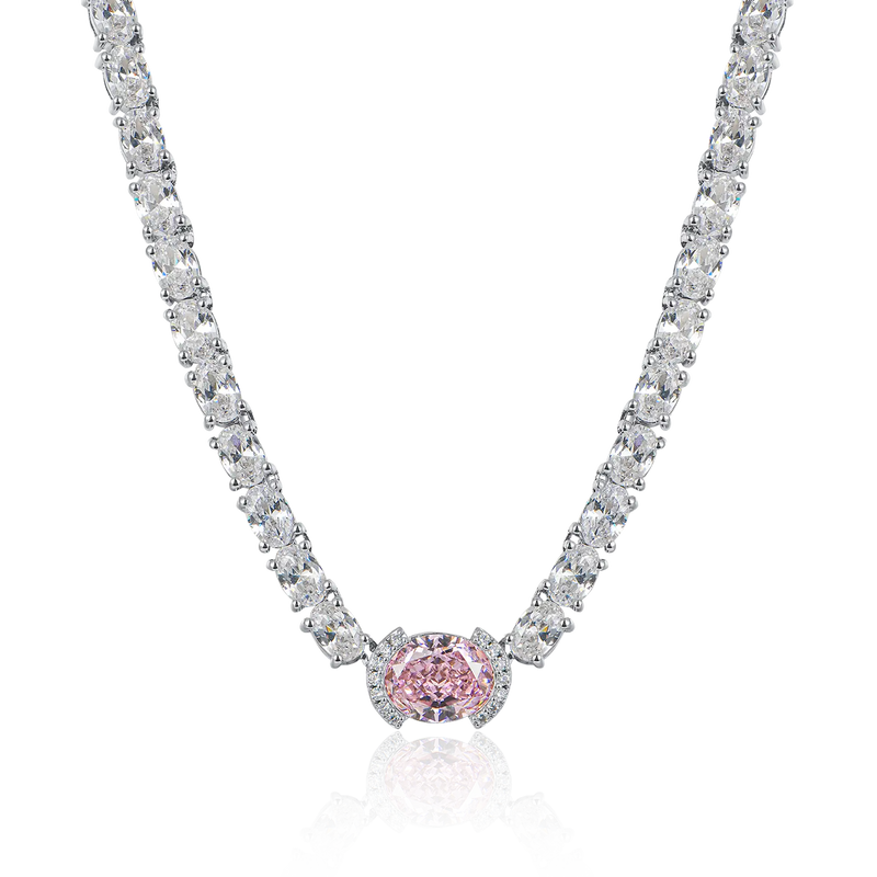 Crushed Ice Oval Tennis Necklace - 4mm - APORRO