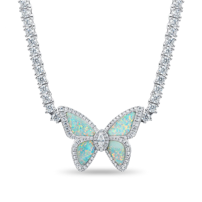 Vivid Youth Opal Butterfly Tennis Necklace - 3mm