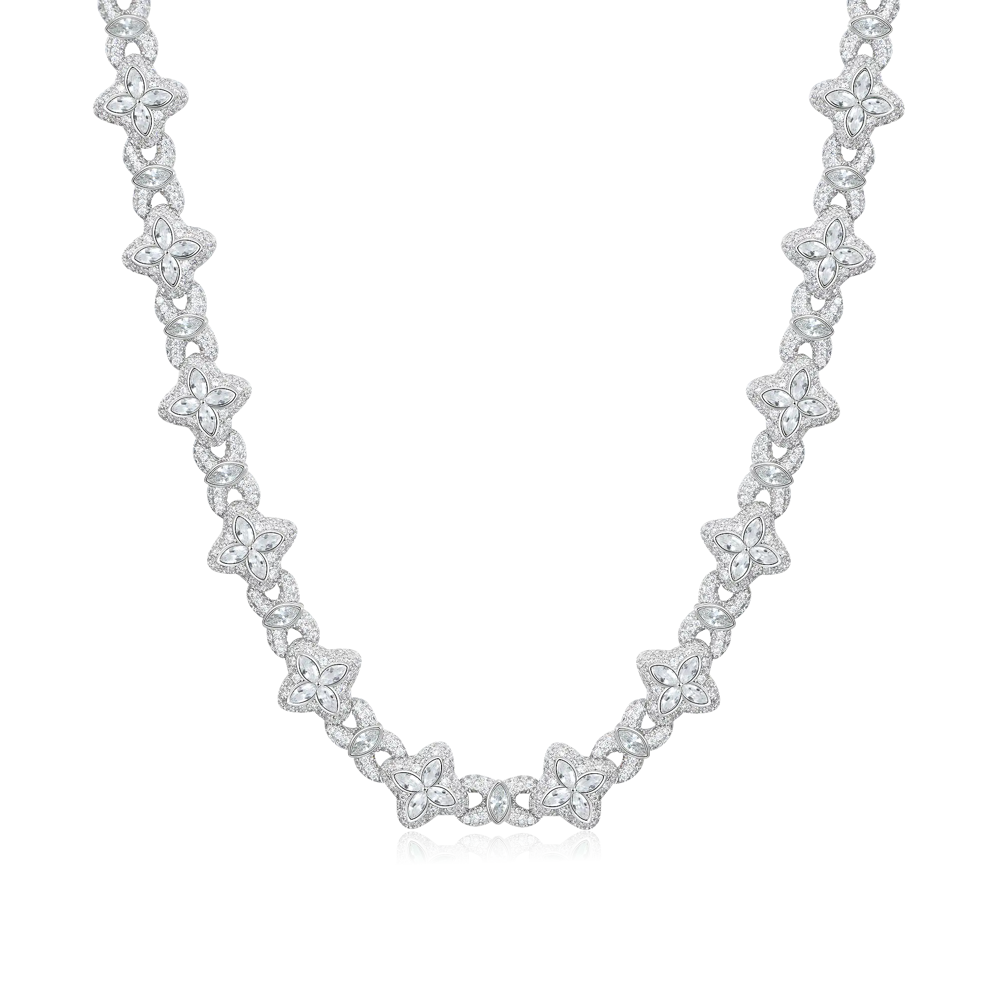 Iced Luminous Clover Necklace - White Diamond