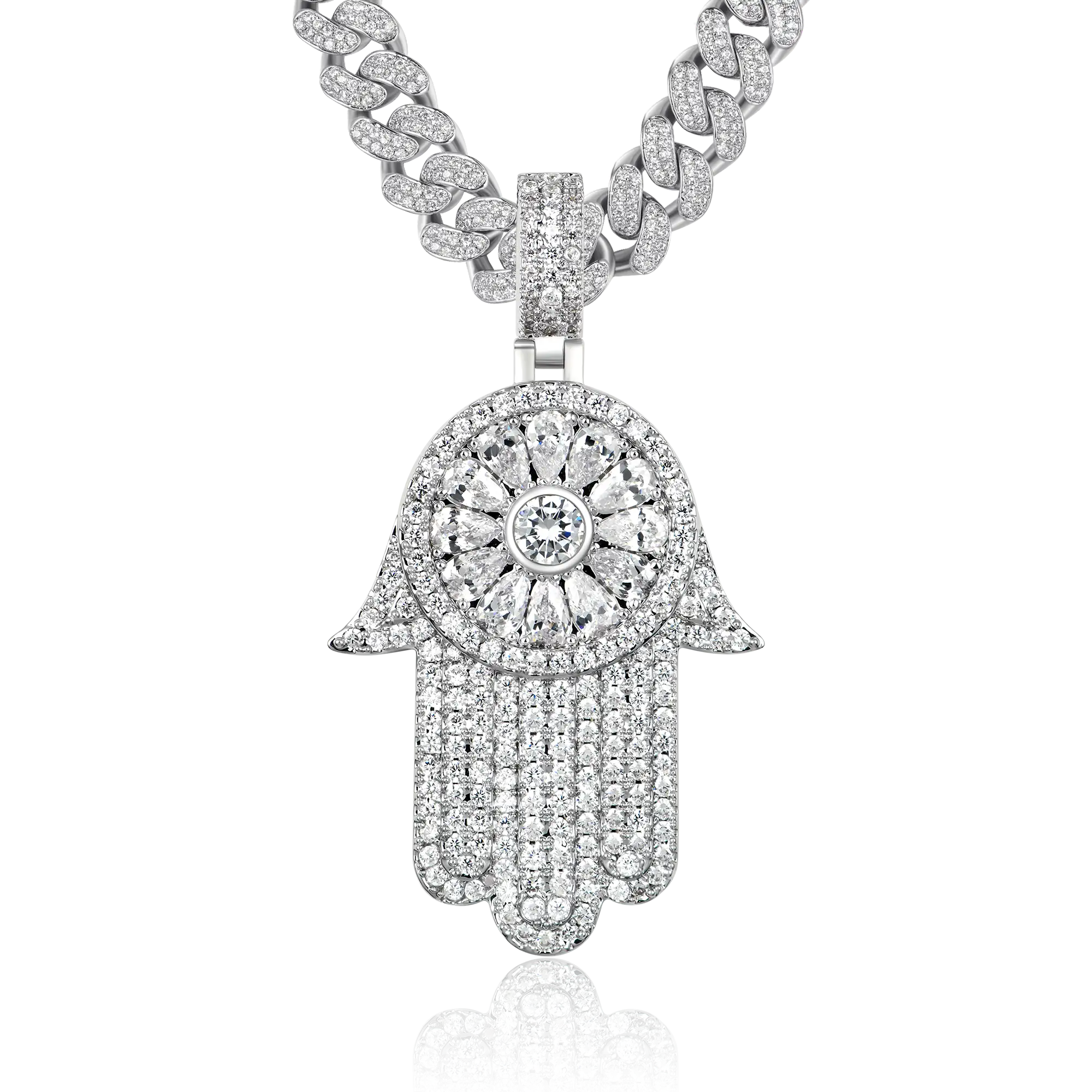 Iced Lucky Hamsa Pendant