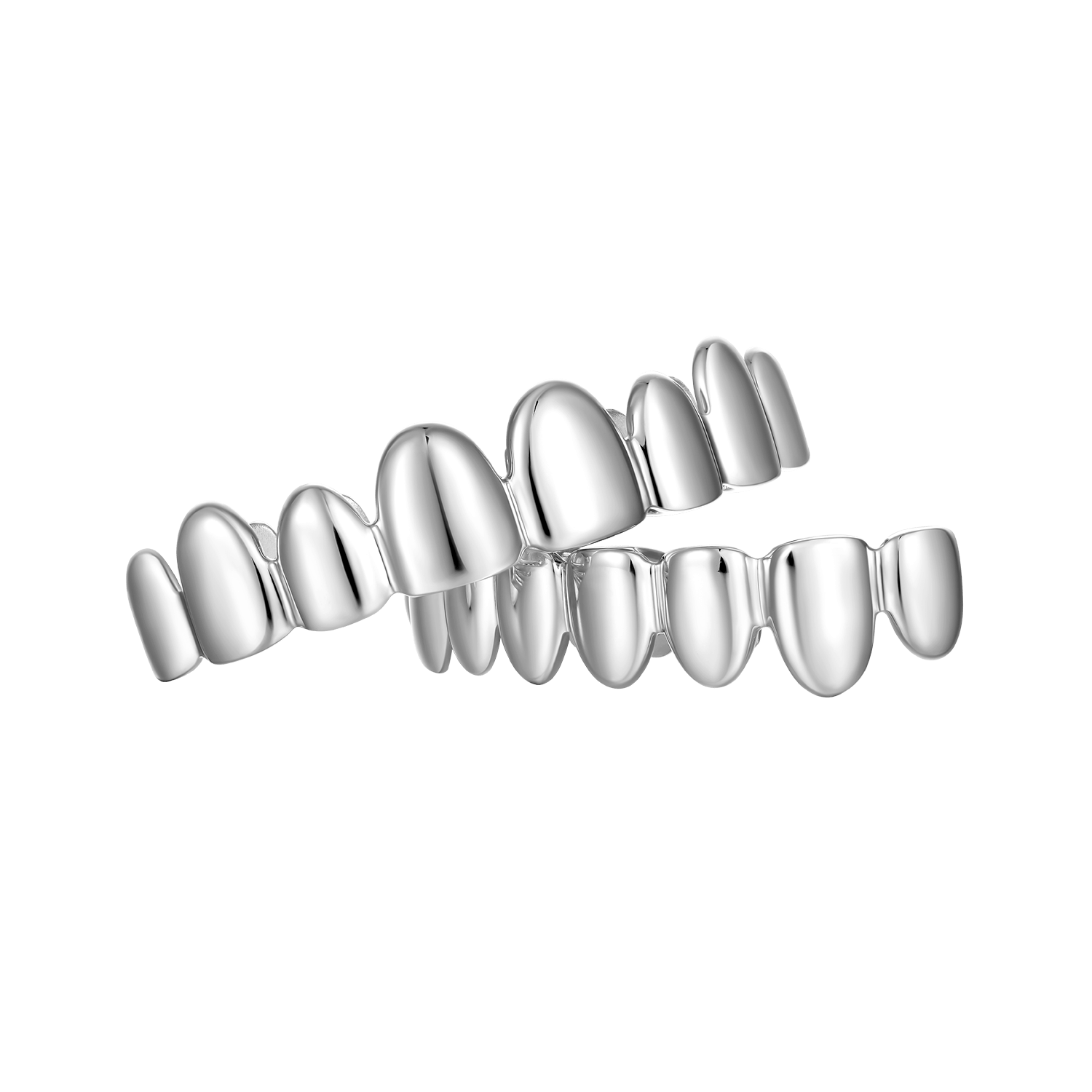 #Style_8 Teeth#Color_White Gold