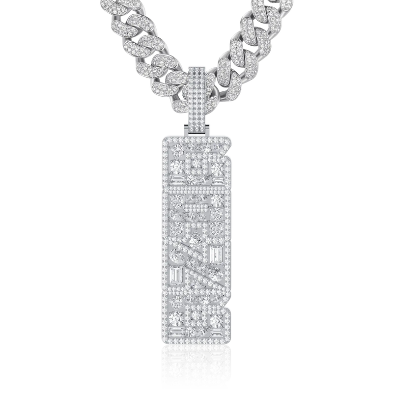 Custom Iced Mix-cut Vertical Pendant - APORRO