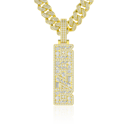 Custom Iced Mix-cut Vertical Pendant