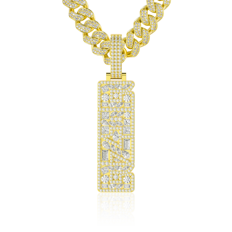 Custom Iced Mix-cut Vertical Pendant - APORRO