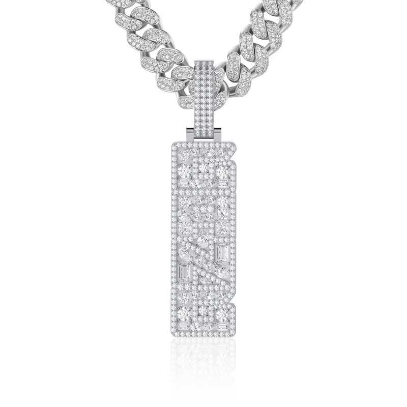 Custom Iced Mix-cut Vertical Pendant - APORRO