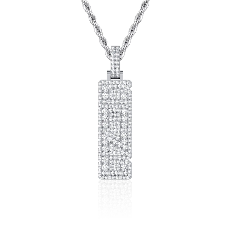 Custom Iced Vertical Letter Pendant - APORRO