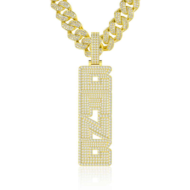 Custom Reverse Set Vertical Letter Pendant - APORRO