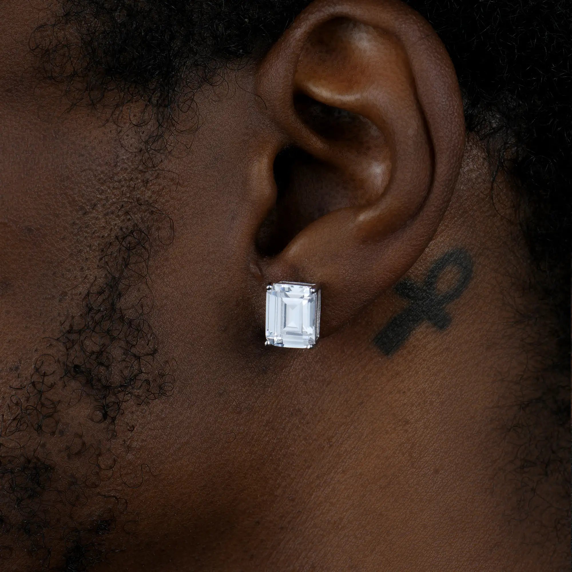 Moissanite Emerald Cut Stud Earrings