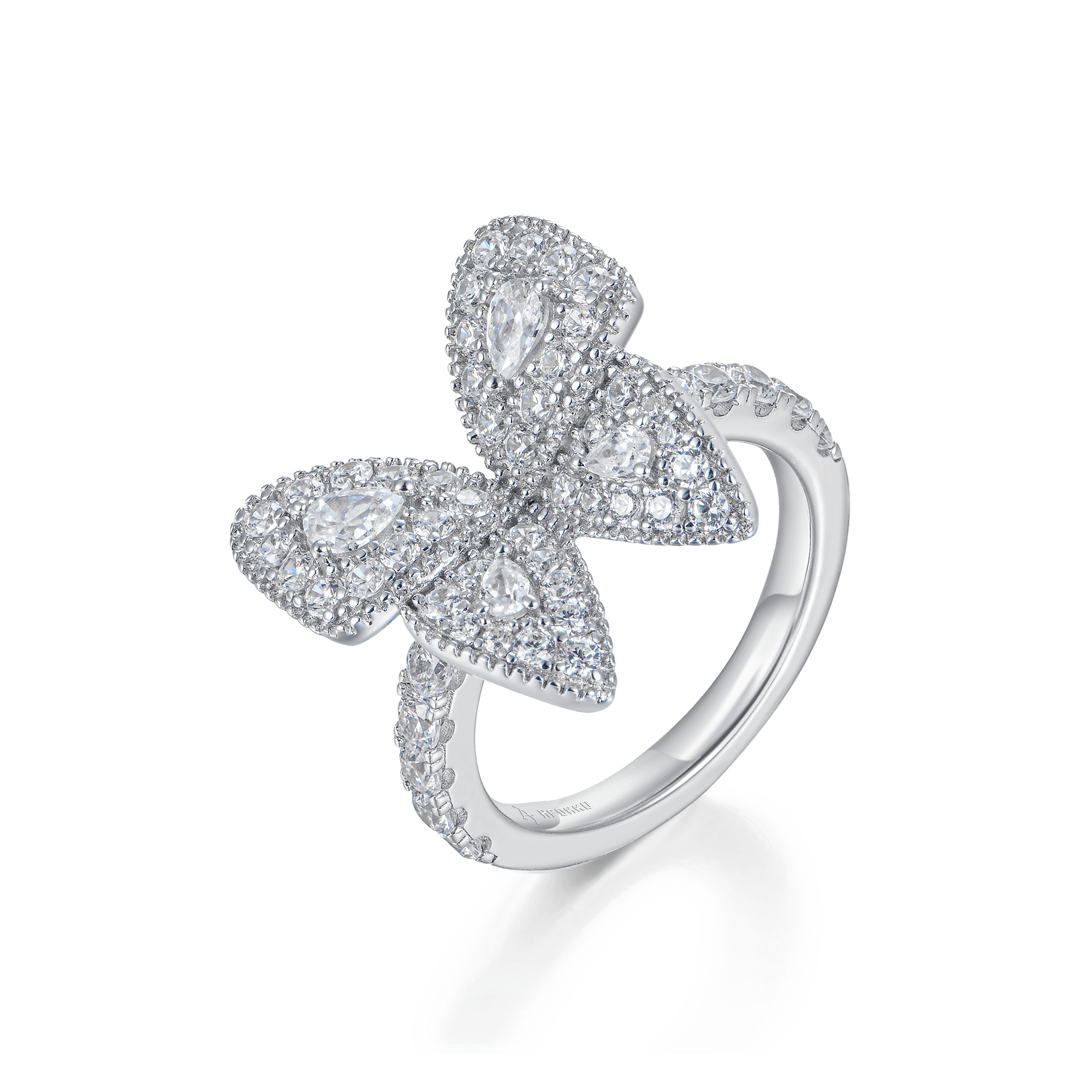 Vivid Clustered Butterfly Engagement Ring