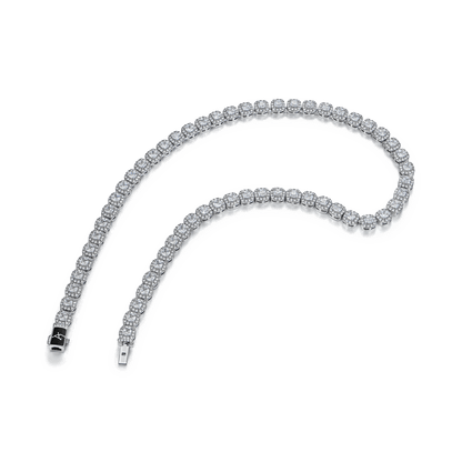 Cushion-Cut Clustered Tennis Chain in White Gold - 7mm