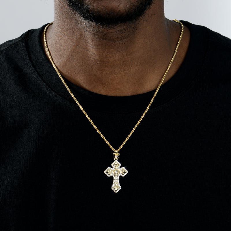 Fleur De Lis Clustered Cross Pendant - APORRO