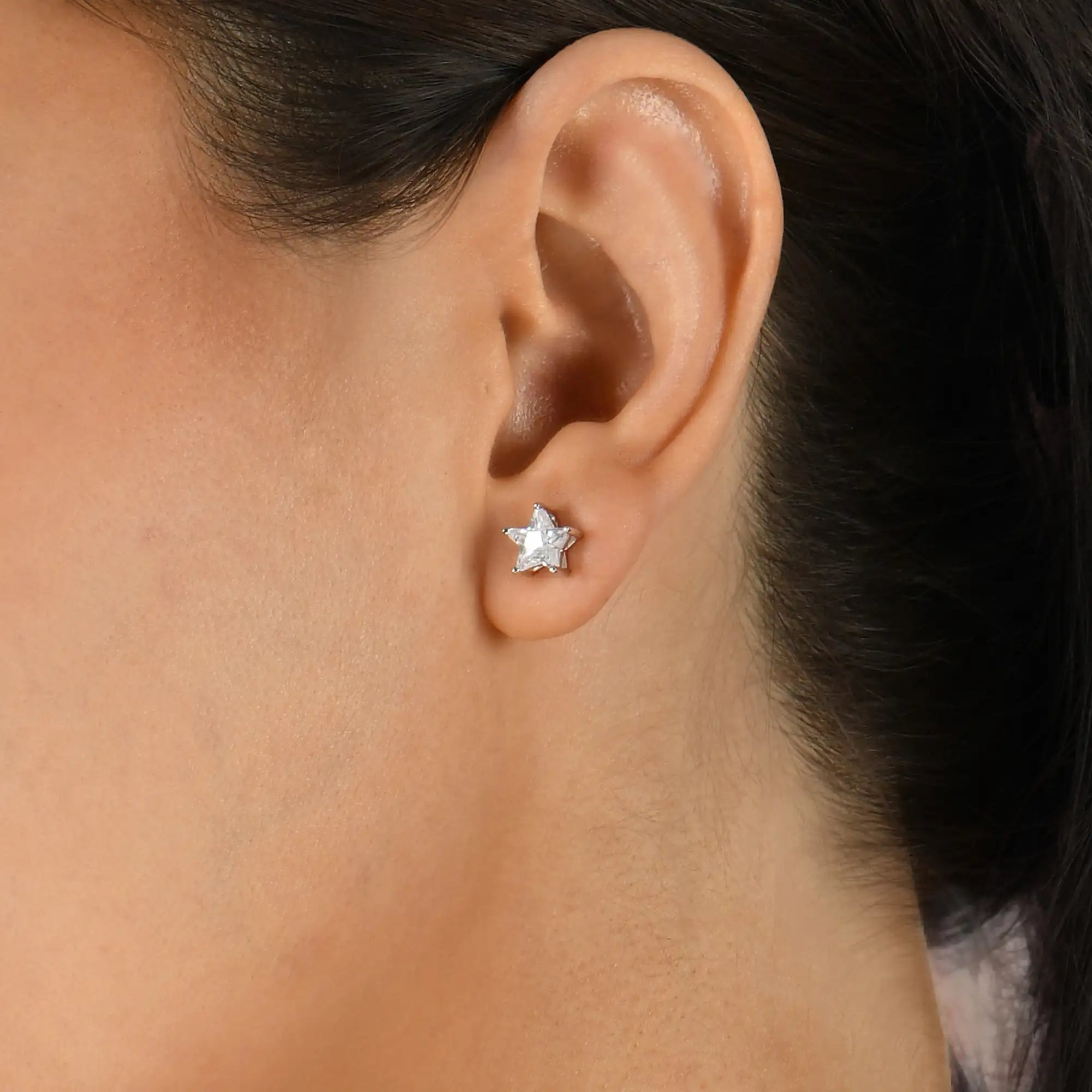 Moissanite Pentagram Stud Earrings