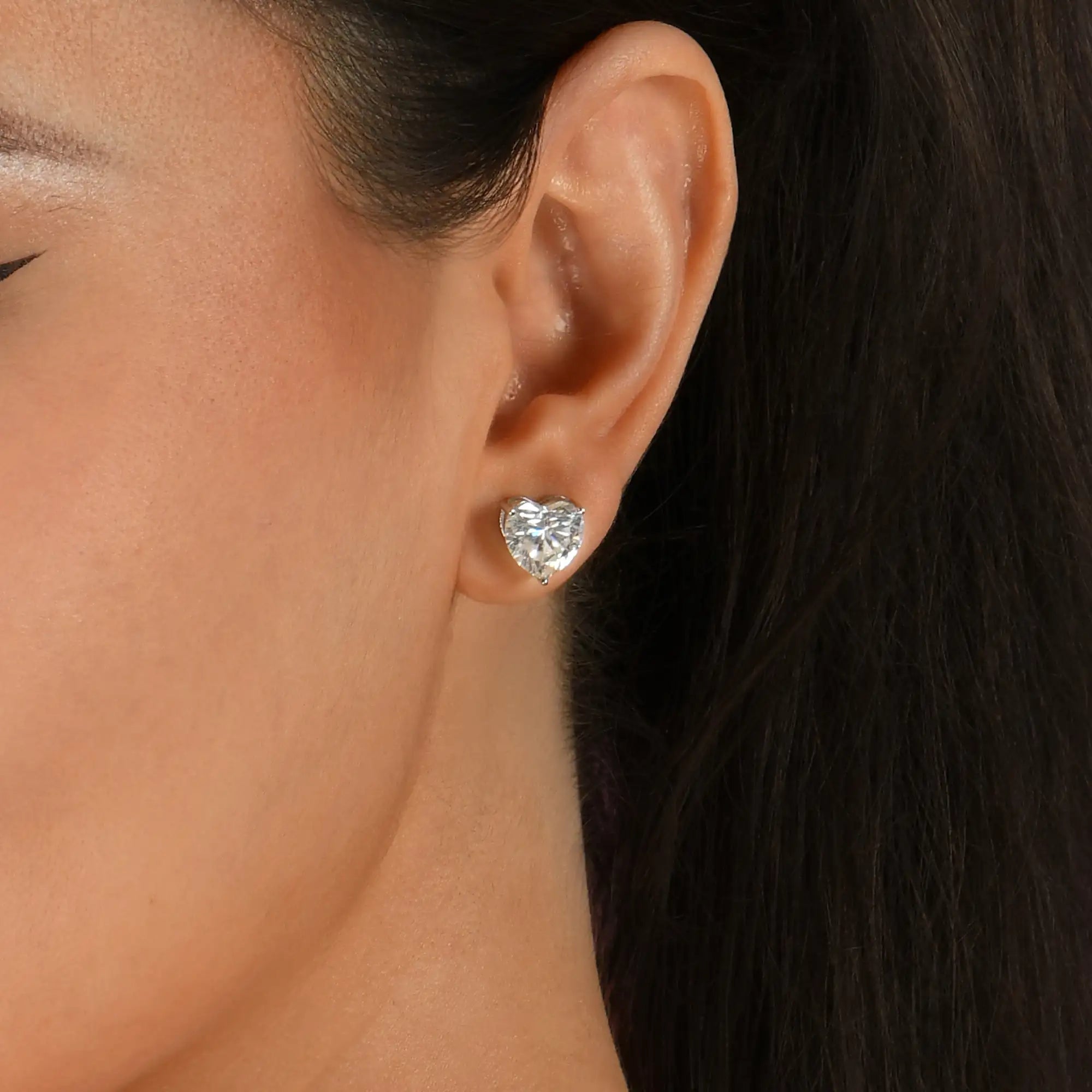 Moissanite Heart Stud Earrings