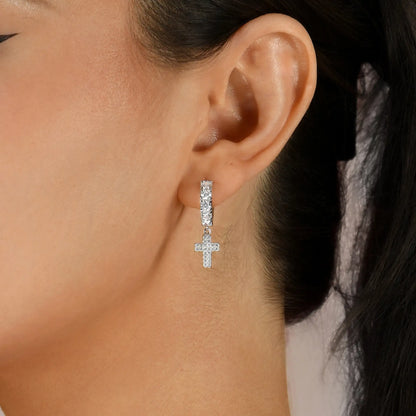 Women's Moissanite Cross Dangly Earring