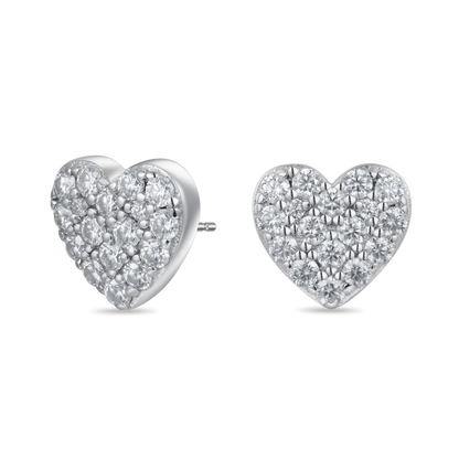 Round Cut Heart Stud Earring