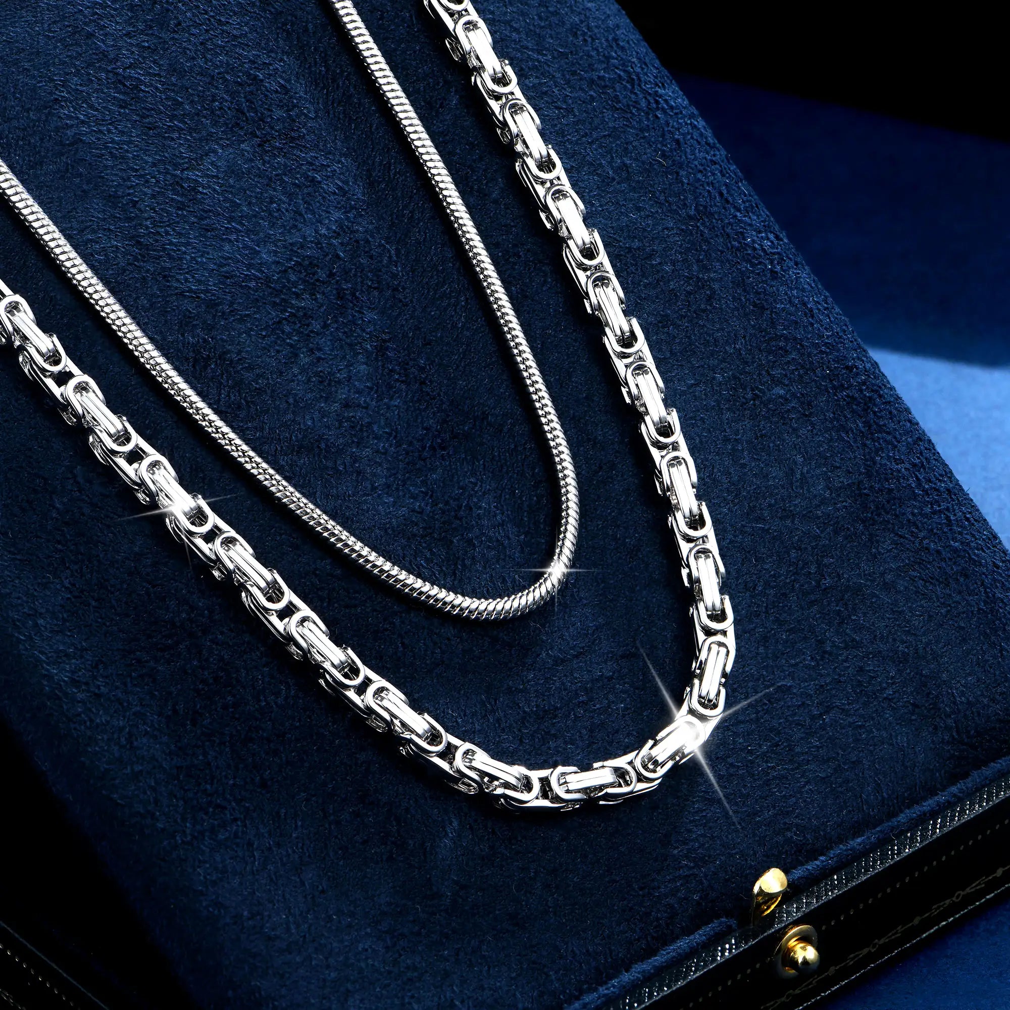 Byzantine Chain & Snake Chain Set - White Gold