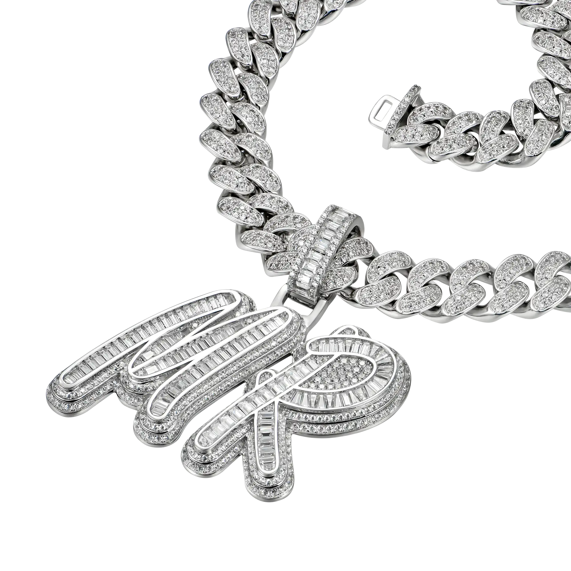 Custom Iced Out Multi-layer Baguette Font Pendant