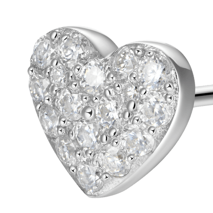 Single Moissanite Heart Shape Stud Earring