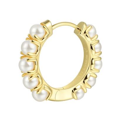 Single Prong Setting Pearl Hoop Earring