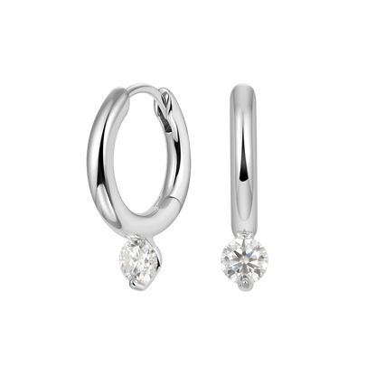 Single Moissanite Solitaire Hoop Earring