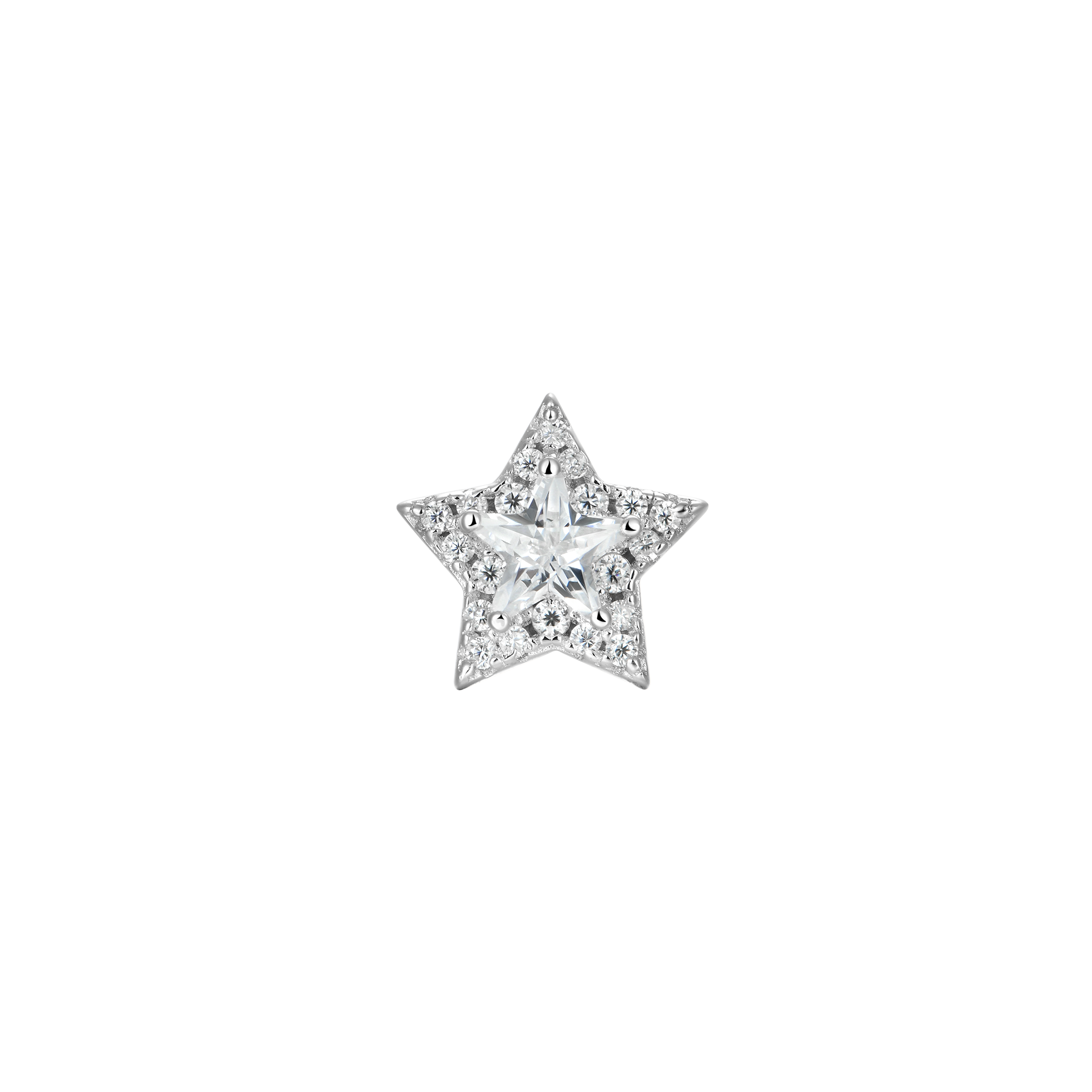 Single Moissanite Halo Star Stud Earring