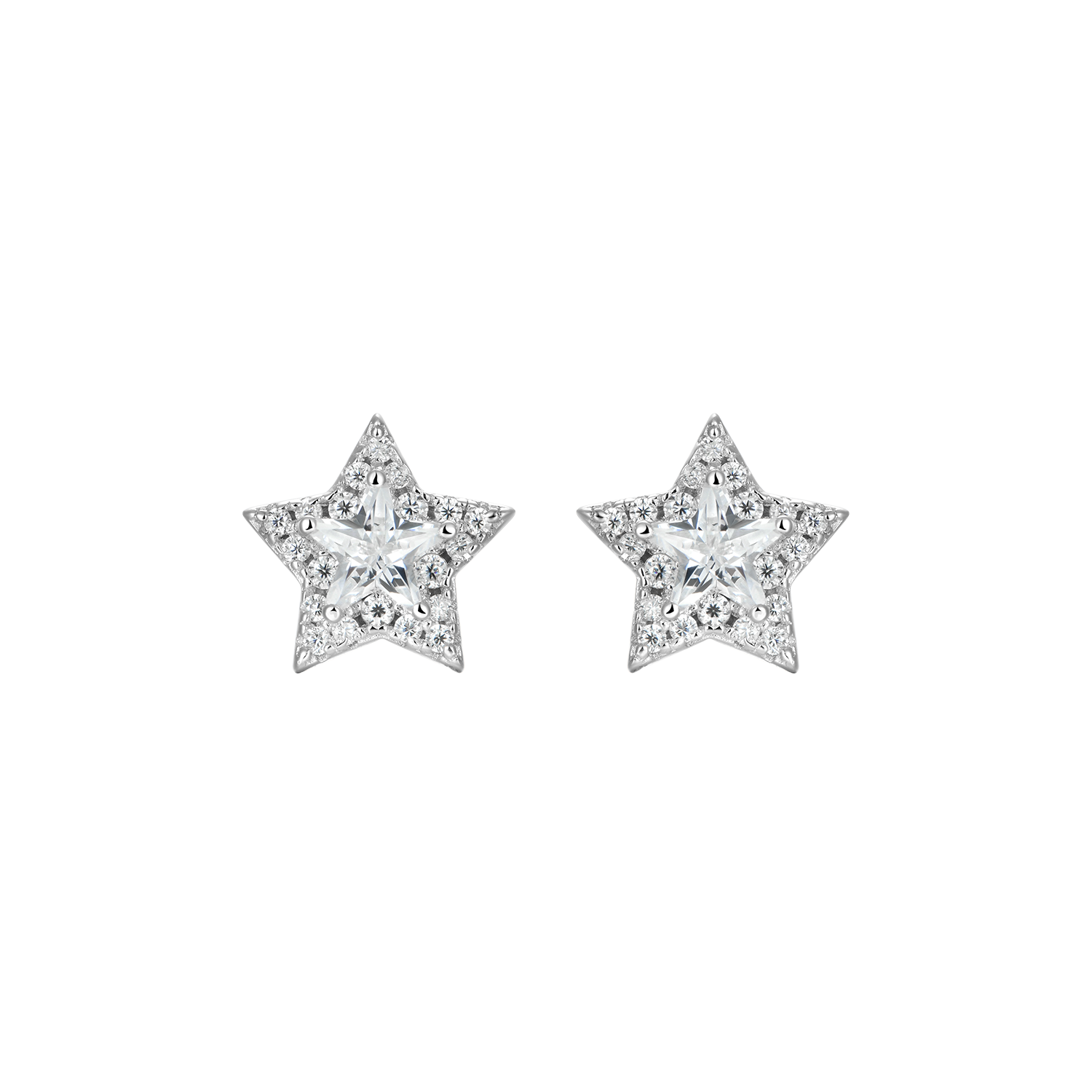 Single Moissanite Halo Star Stud Earring