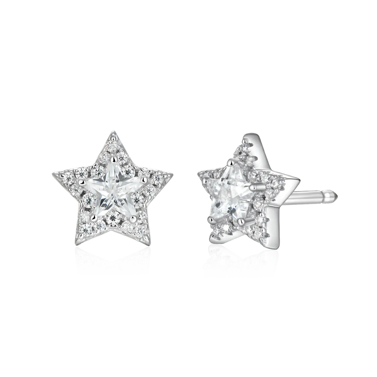 Women's Halo Star Stud Earrings - Pair