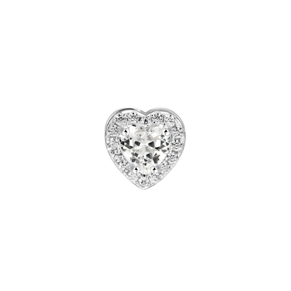 Single Heart Shaped Cut Halo Stud Earring