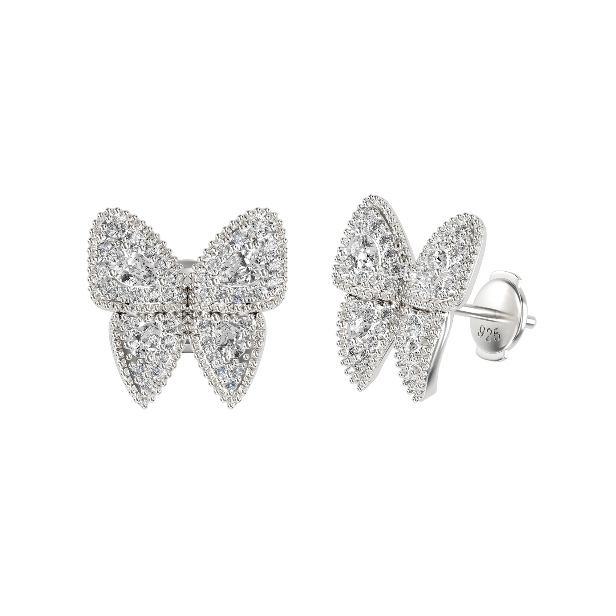 Women's Vivid Clustered Butterfly Stud Earring - Pair