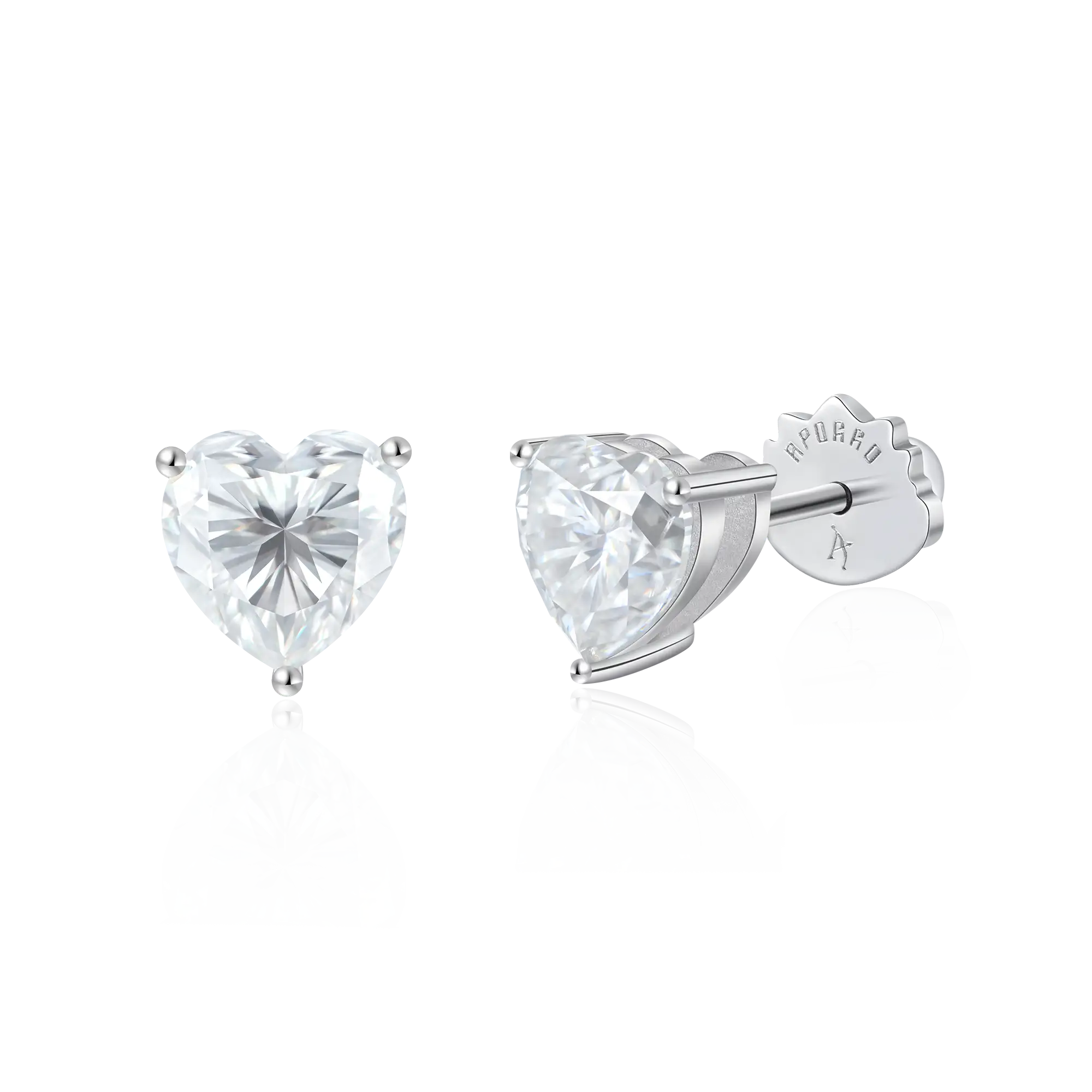 Moissanite Heart Stud Earrings