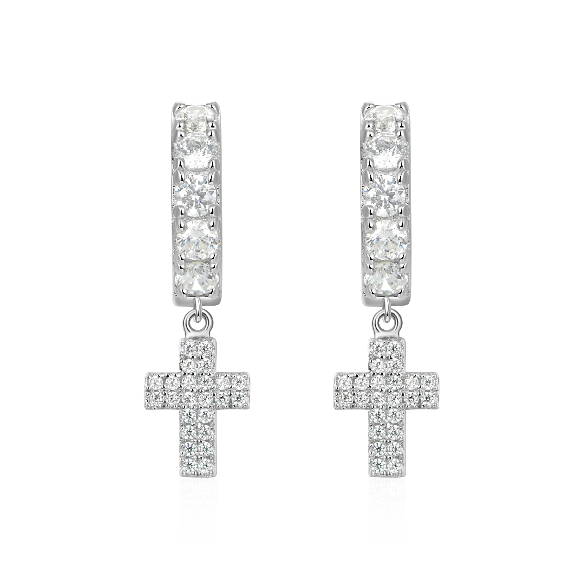 Moissanite Cross Dangly Earring