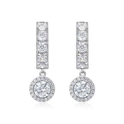 Moissanite Halo Dangly Earring