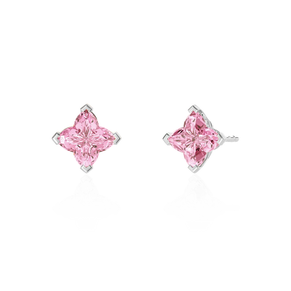 Solid Clover Cut Stud Earrings - Pink