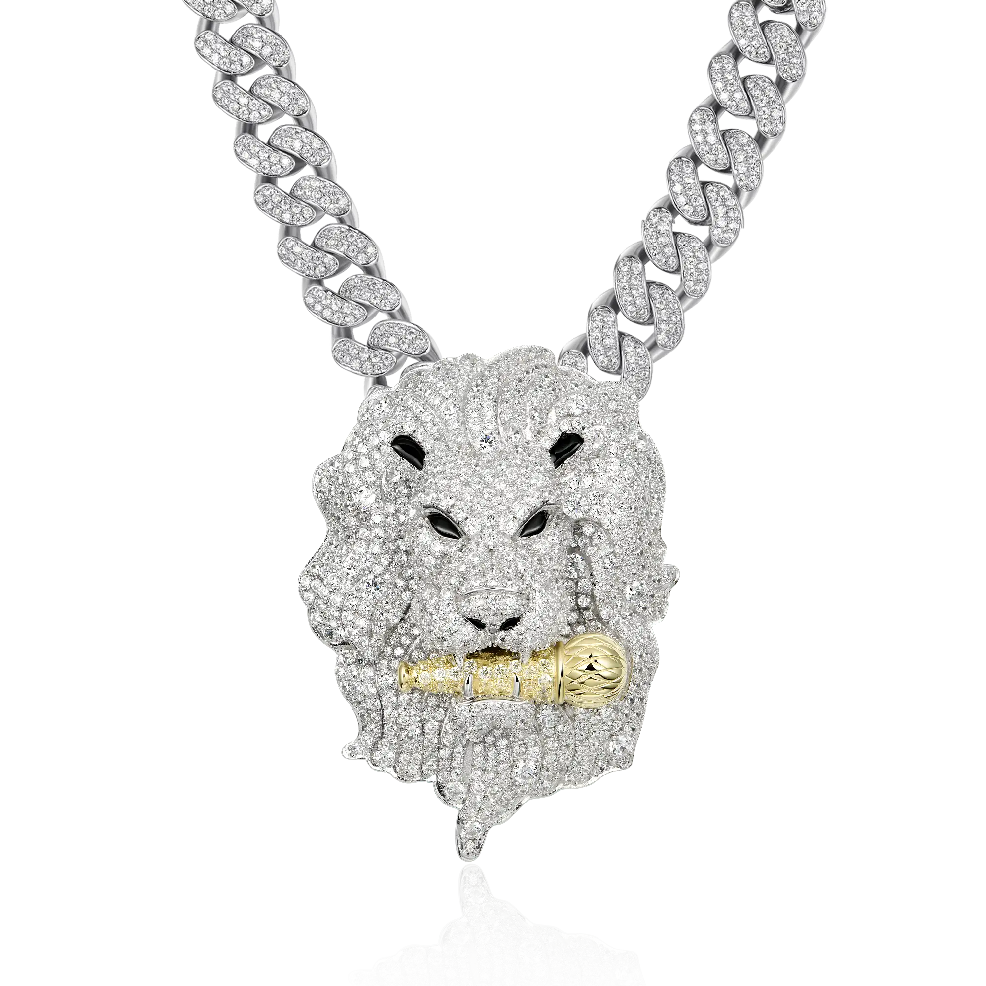 Iced Roaring Lion Pendant