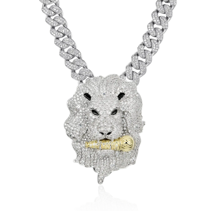 Iced Roaring Lion Pendant