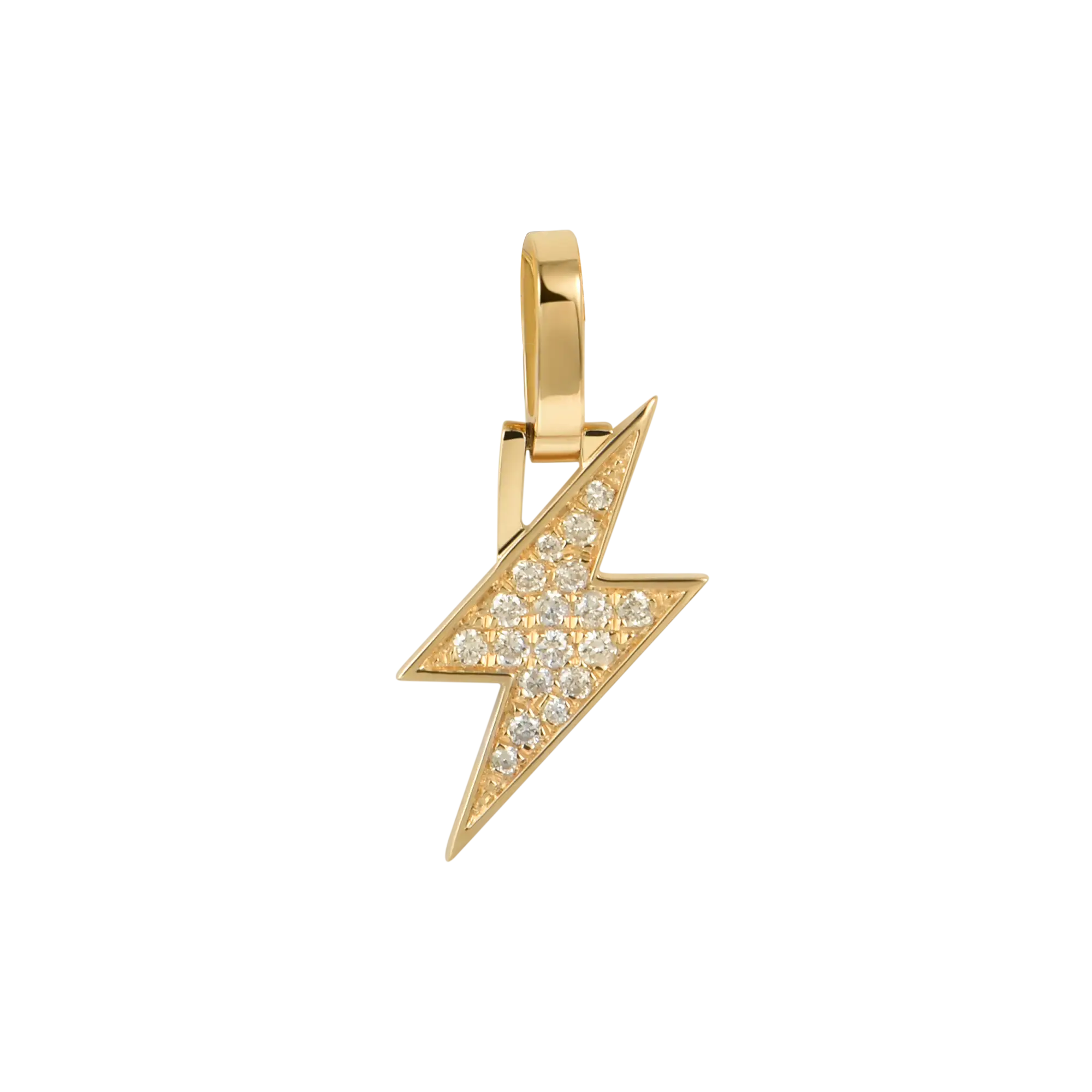 18K Solid Gold 0.107ctw Diamond Lightning Pendant - Micro