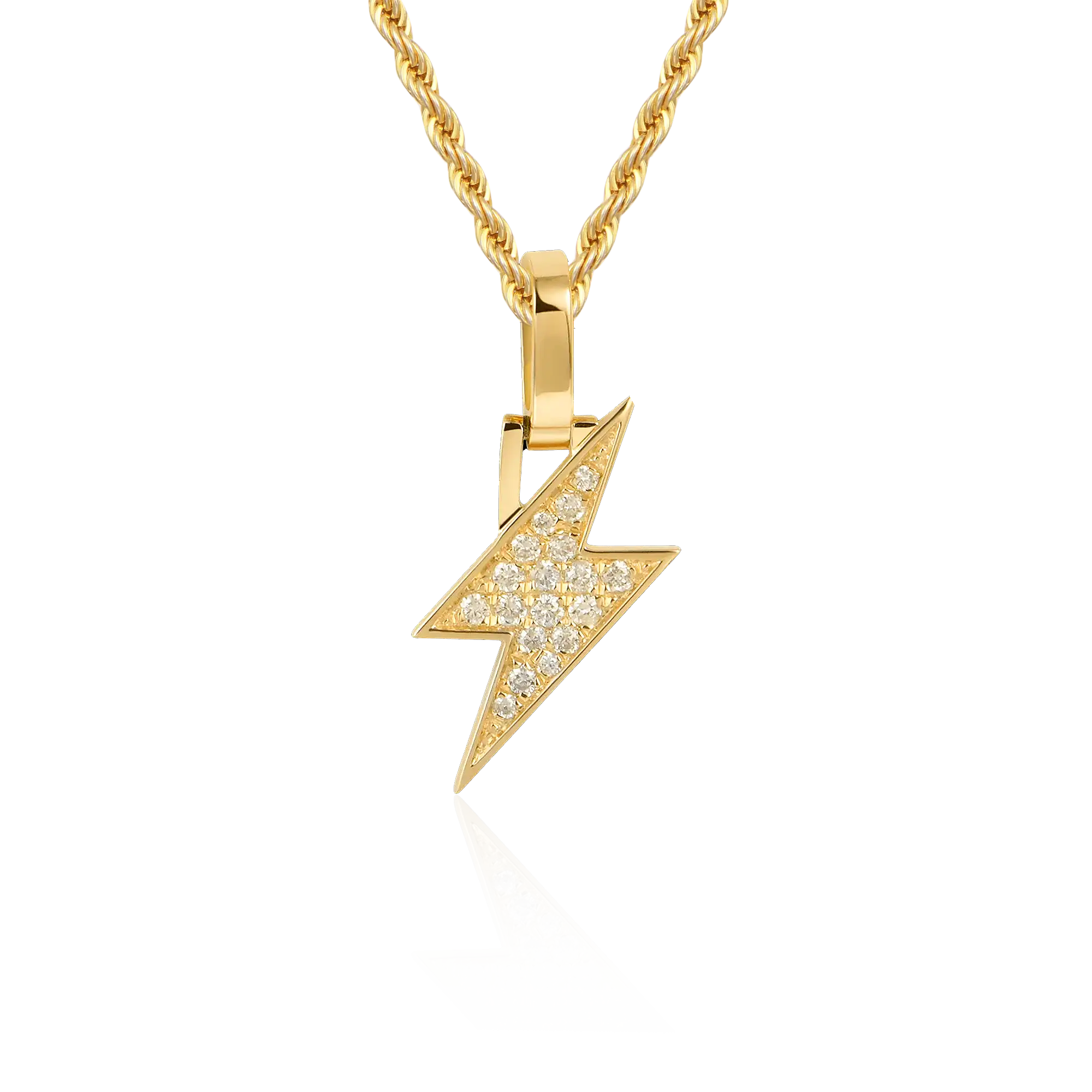 18K Solid Gold 0.107ctw Diamond Lightning Pendant - Micro